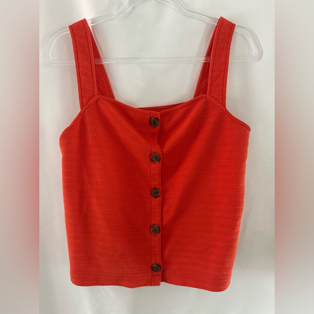J Crew Women’s Button Up Tank Top. Orange. Size Medium.